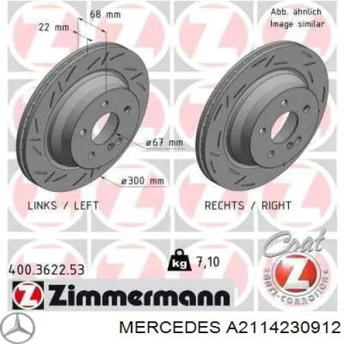 Disco de freno trasero Mercedes A2114230912 precio, desde 39,29 EUR