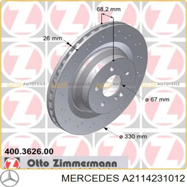 A2114231012 Mercedes disco de freno trasero