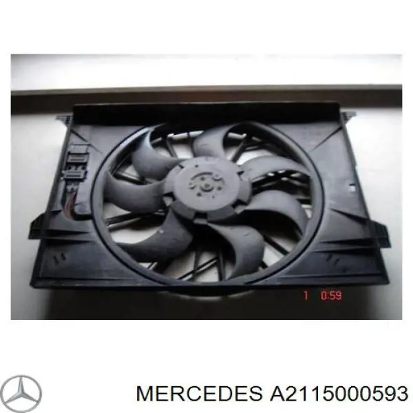 A2115000593 Mercedes difusor de radiador, ventilador de refrigeración, condensador del aire acondicionado, completo con motor y rodete