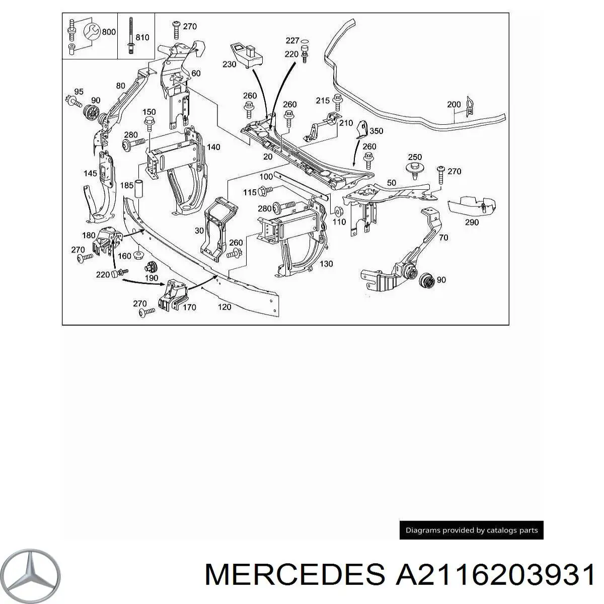 Soporte de parachoques delantero izquierdo Mercedes A2116203931 precio, desde  EUR