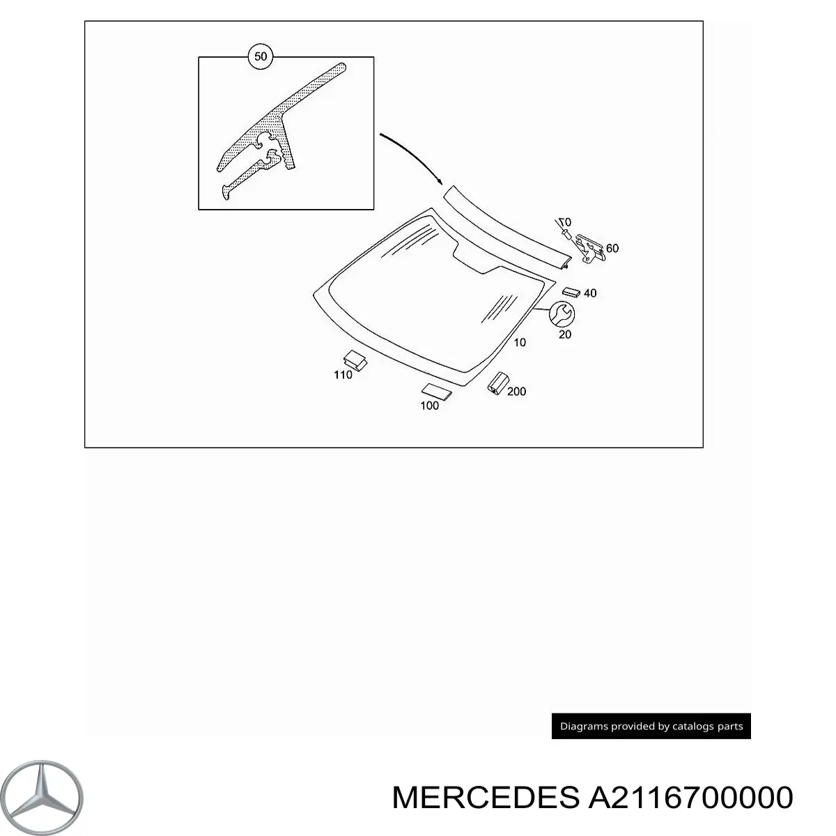 A2116700000 Mercedes parabrisas