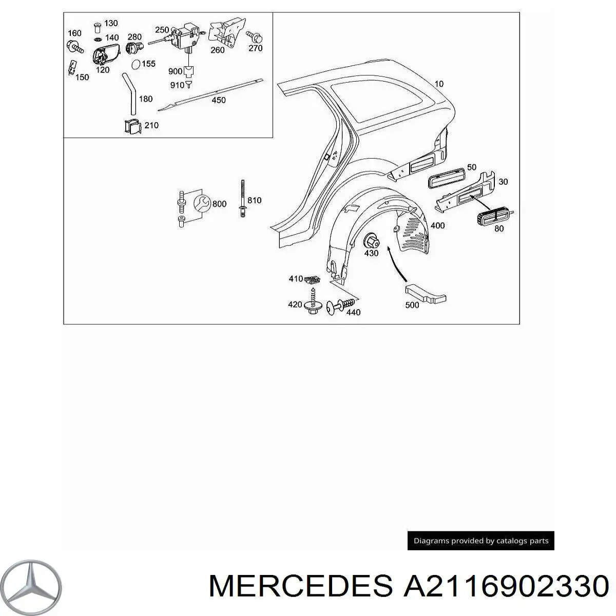 Comprar A2116902330 Mercedes Guardabarros interior izquierdo trasero