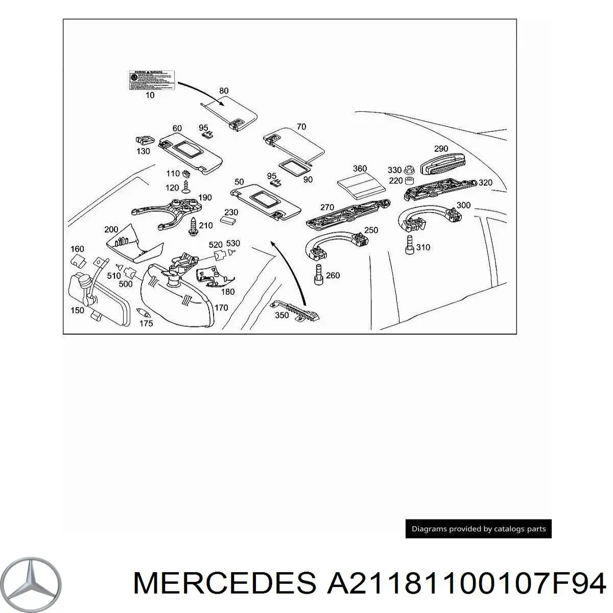 Parasol interior Mercedes A21181100107F94 precio, desde 405,49 EUR