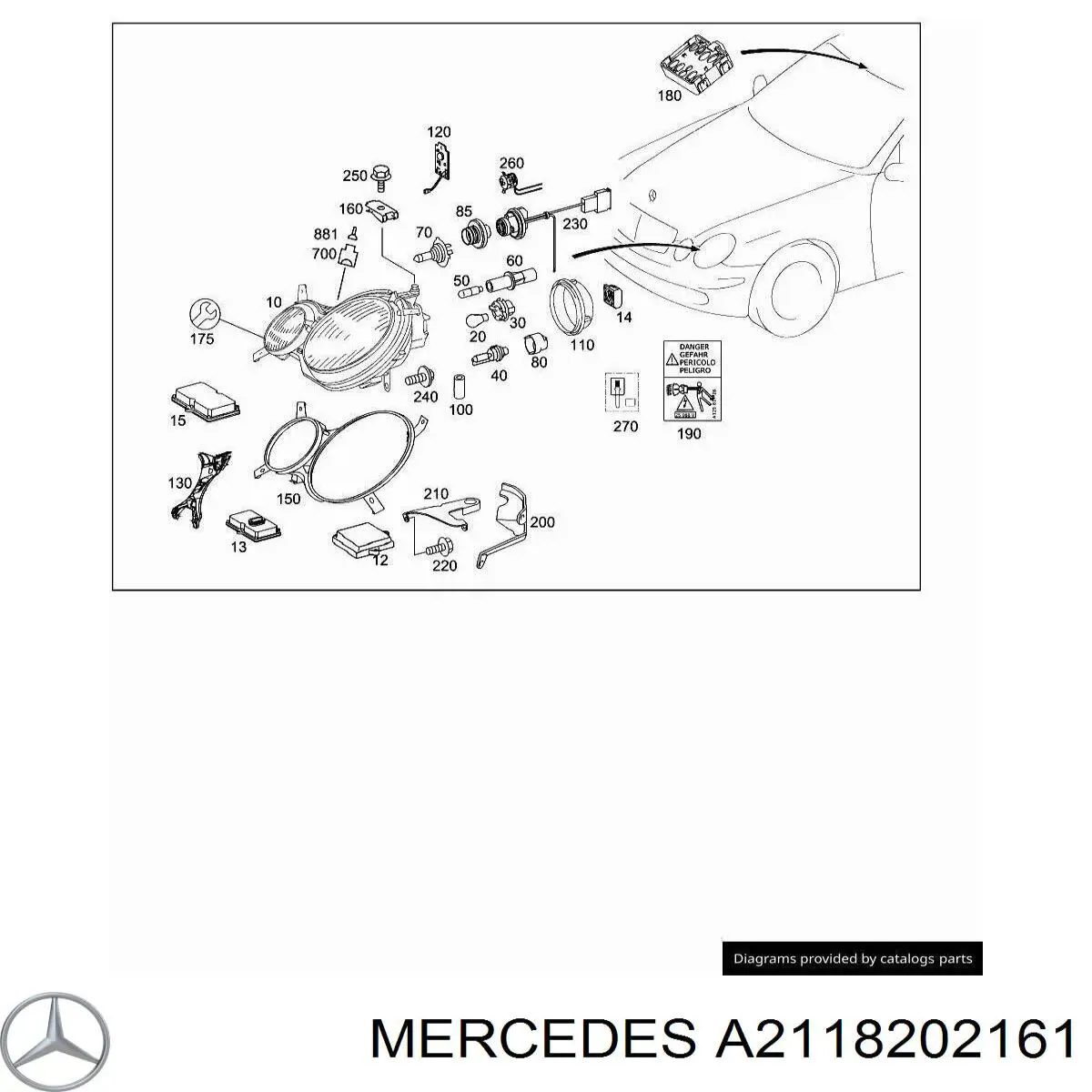 A2118202161 Mercedes faro izquierdo