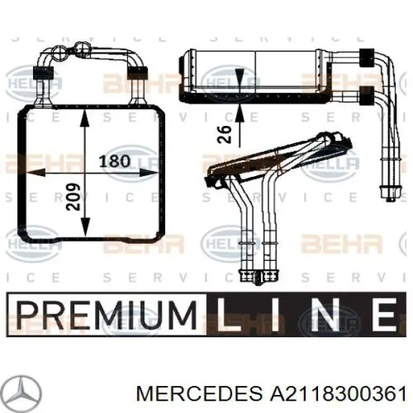 Radiador de calefacción Mercedes A2118300361 precio, desde 46,79 EUR