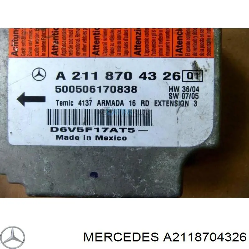 A2118704326 Mercedes procesador del modulo de control de airbag