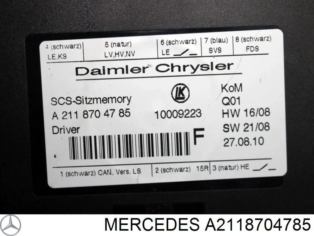 Asiento delantero izquierdo A2118704785 Mercedes