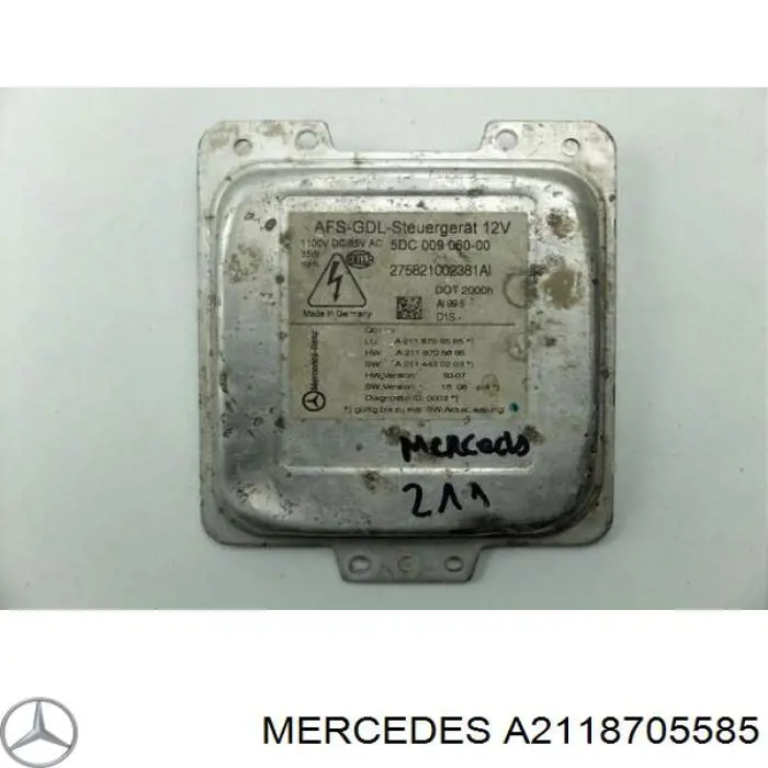 A2118705585 Mercedes bobina de reactancia, lámpara de descarga de gas