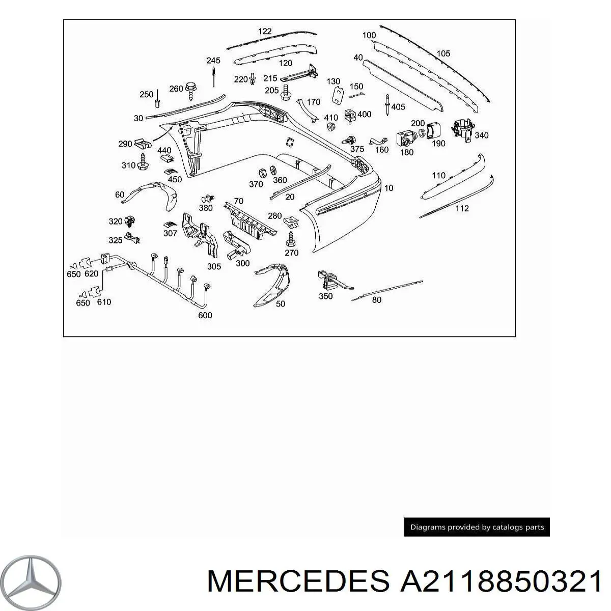 21188503219999 Mercedes listón embellecedor/protector, parachoques trasero izquierdo