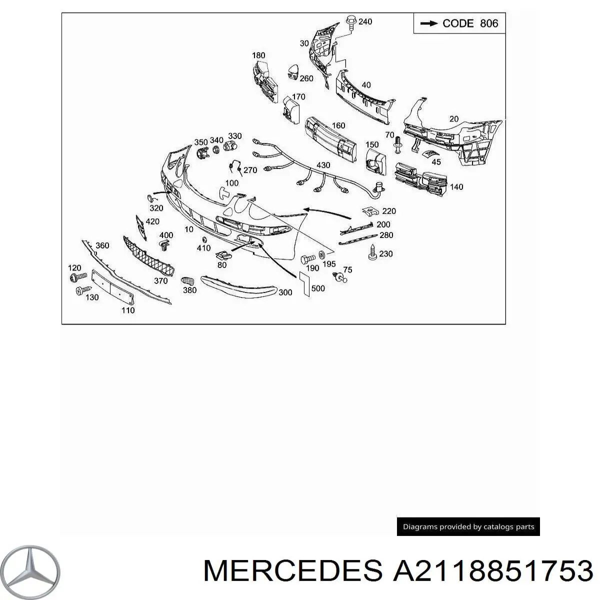 2118851753 Mercedes rejilla del parachoques delantera izquierda