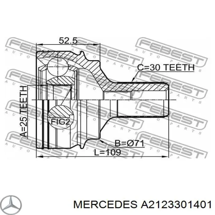 Semieje delantero izquierdo Mercedes A2123301401 precio, desde 272,98 EUR