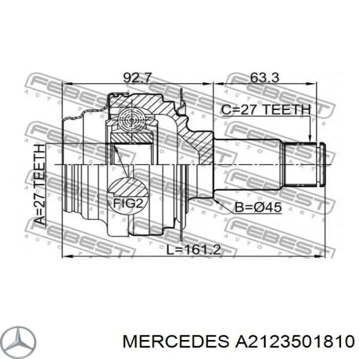 A2123501810 Mercedes árbol de transmisión trasero