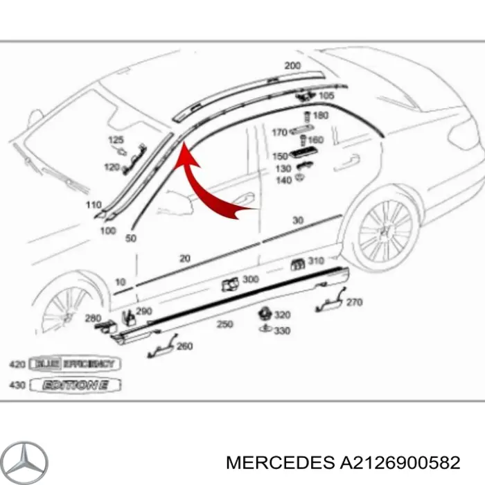 Moldura de techo izquierda Mercedes 21269005829999 precio, desde 37,75 EUR