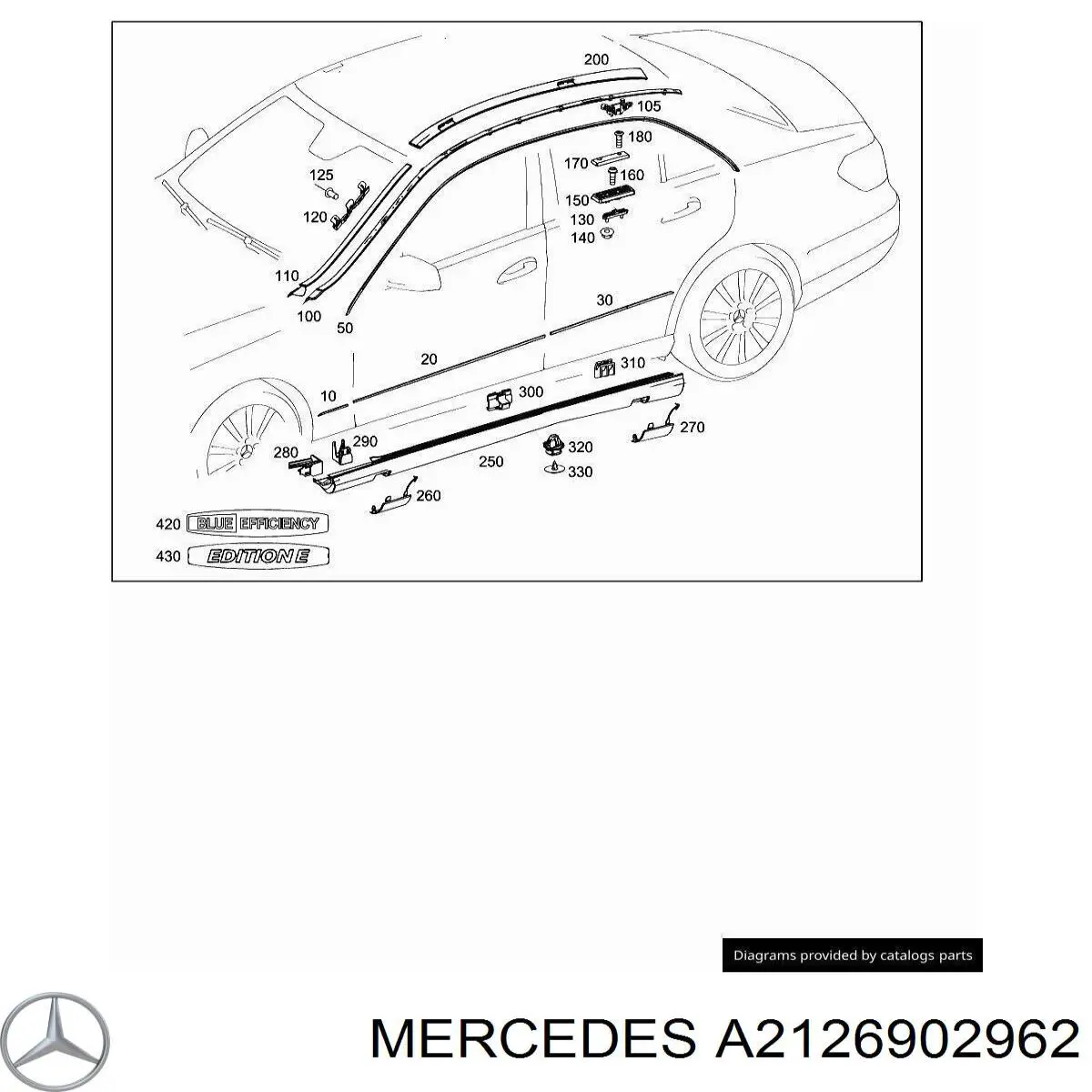 A2126902962 Mercedes moldura puerta trasera izquierda