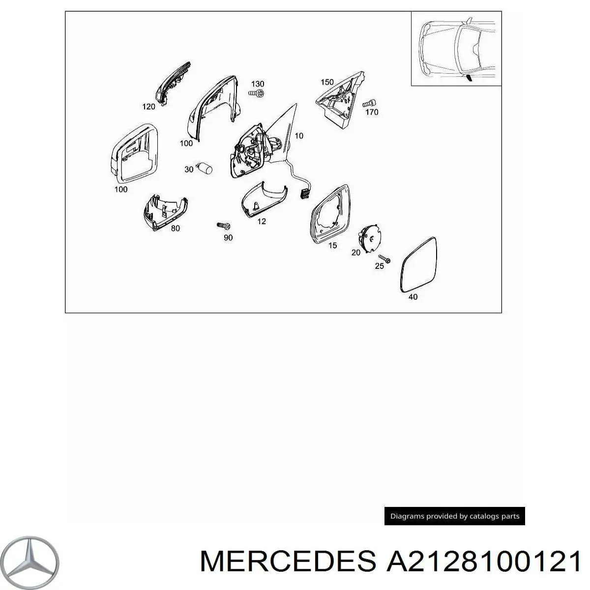 Cristal de espejo retrovisor exterior izquierdo Mercedes A2128100121 precio, desde 18,42 EUR
