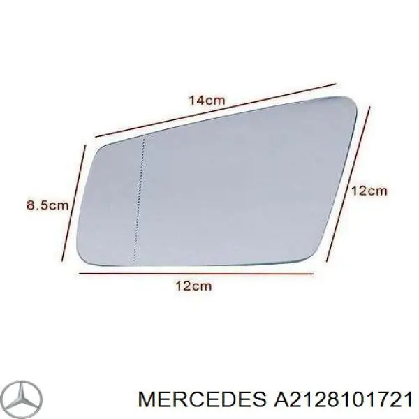 A212810172164 Mercedes cristal de espejo retrovisor exterior izquierdo