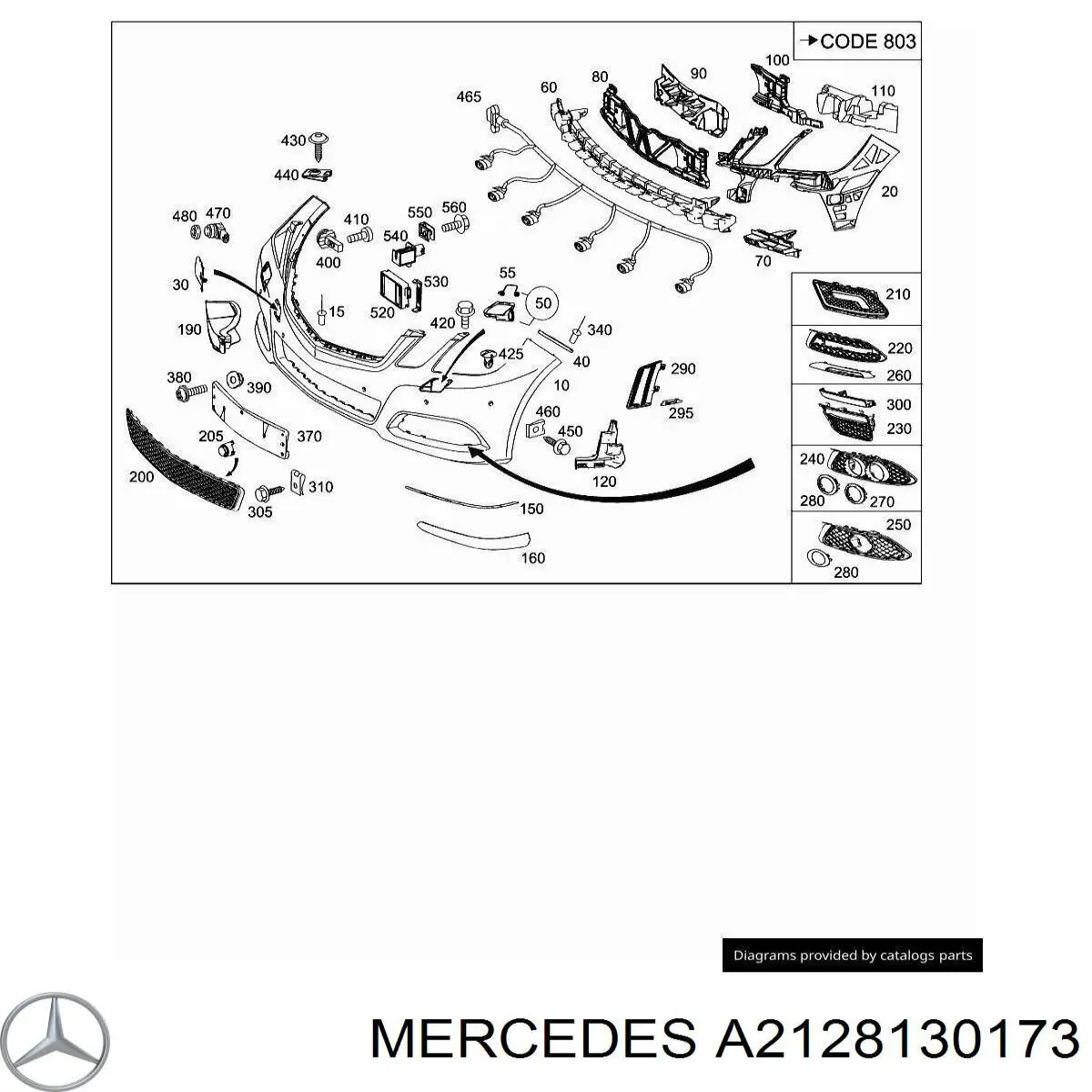 A2128130173 Mercedes embellecedor, faro antiniebla izquierdo