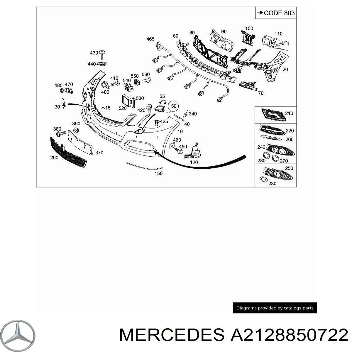 A2128850722 Mercedes rejilla de ventilación, parachoques trasero, central