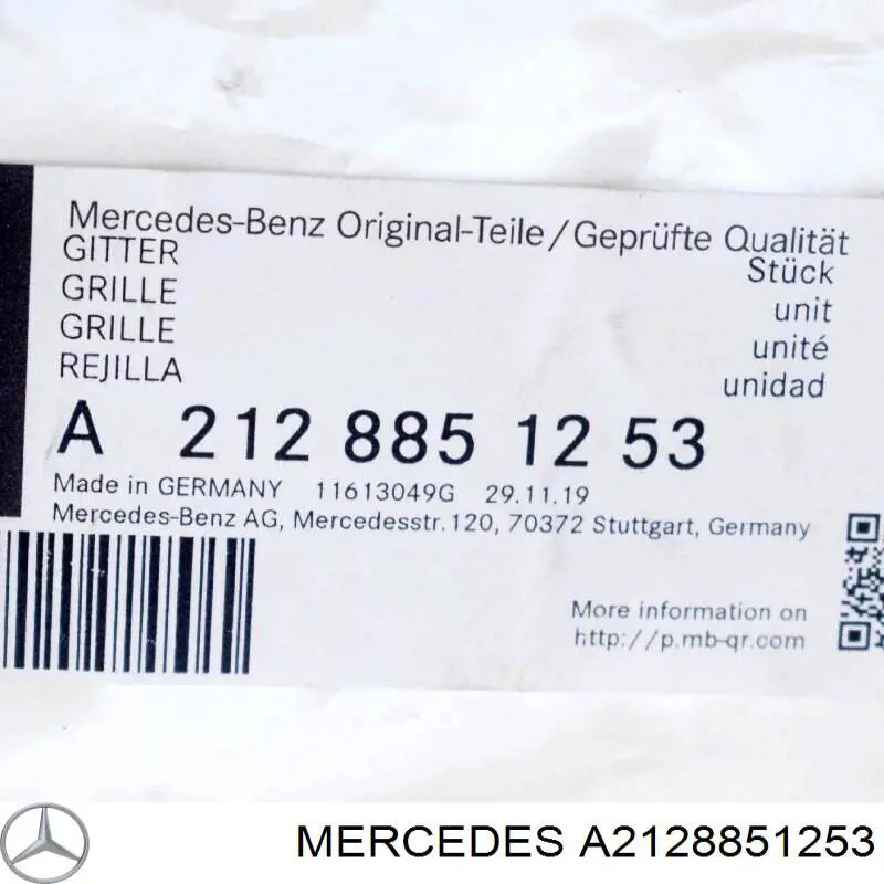 Comprar A2128851253 Mercedes Rejilla central del parachoques delantero