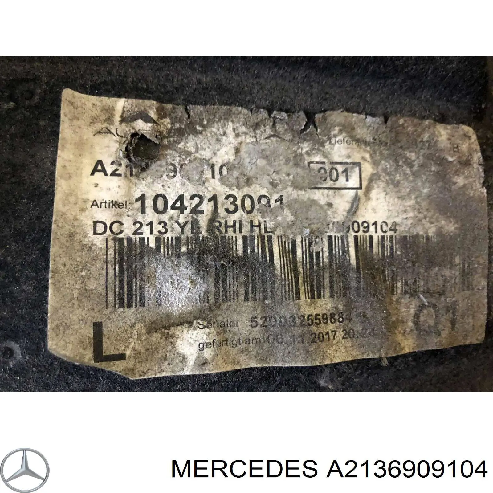 Guardabarros interior izquierdo trasero A2136909104 Mercedes