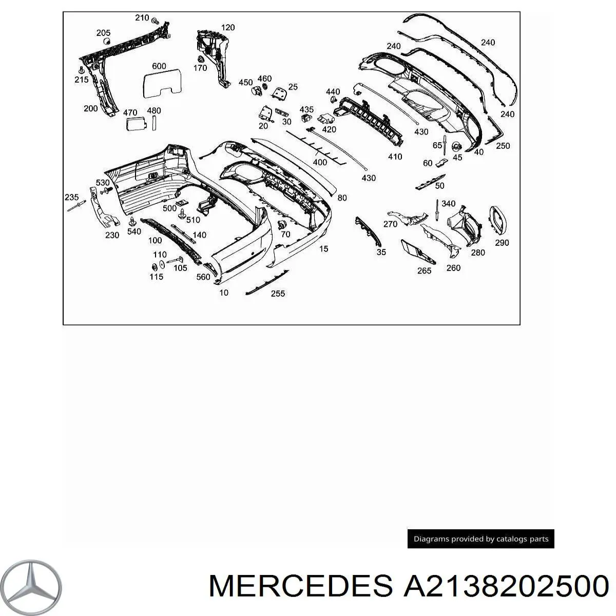 A2138202500 Mercedes Reflector, trasero, izquierdo
