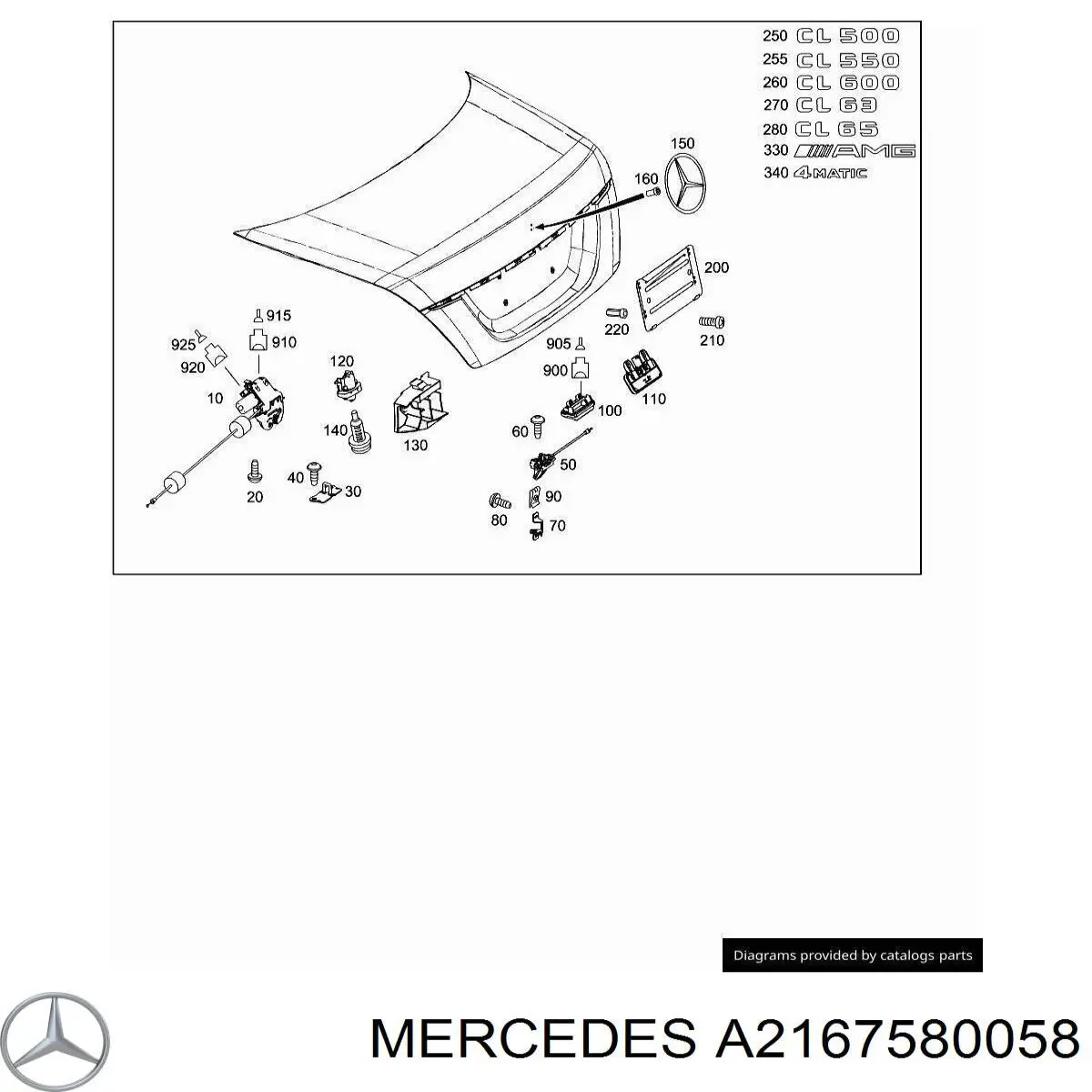A2167580058 Mercedes Logotipo de tapa de maletero
