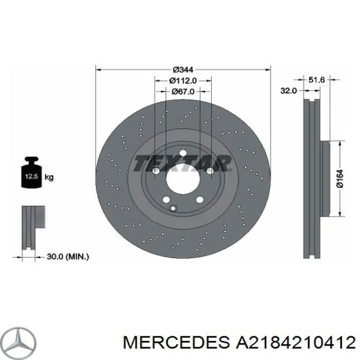 Comprar A2184210412 Mercedes Freno de disco delantero