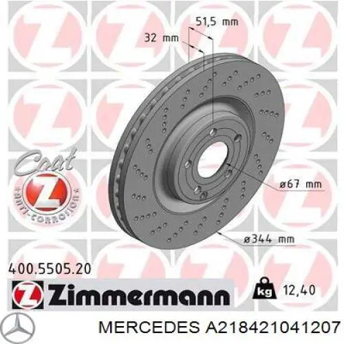 Frenos delanteros Mercedes A218421041207 precio, desde 127,90 EUR