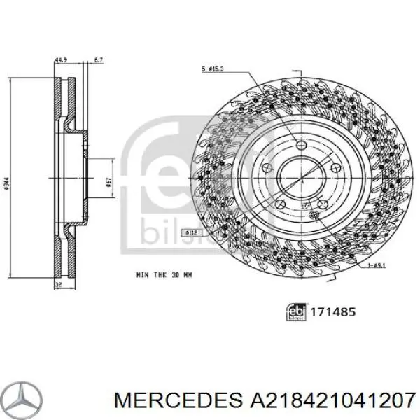 Disco de freno A218421041207 Mercedes