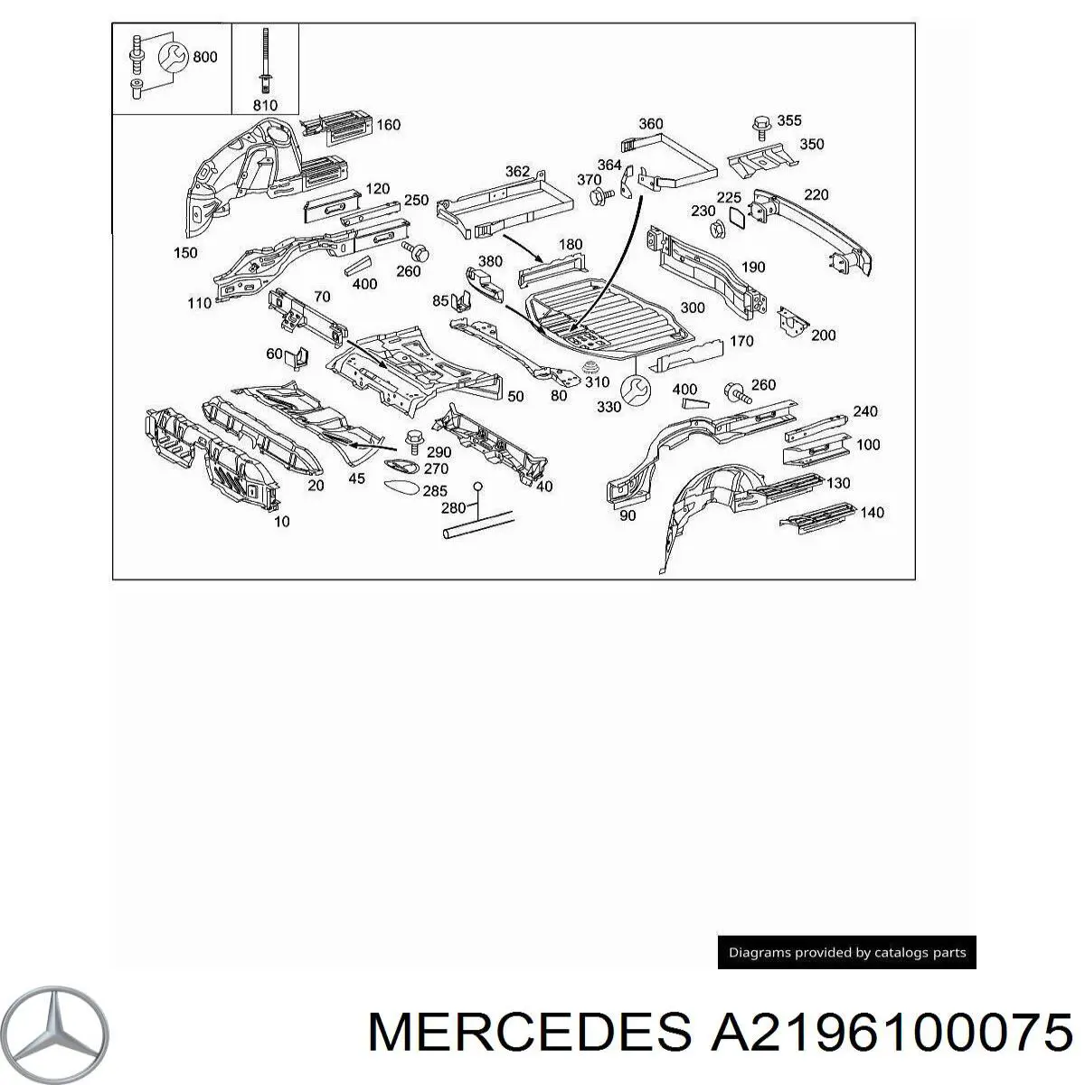 A2196100075 Mercedes fondo de carrocería, maletero/compartimento de carga (debajo de rueda de repuesto)