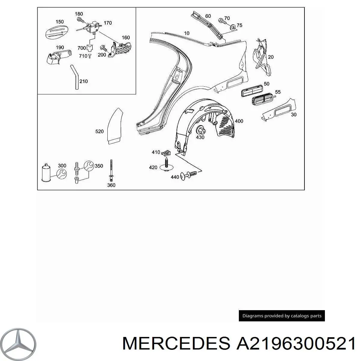 Guardabarros trasero izquierdo para Mercedes CLS (C219)