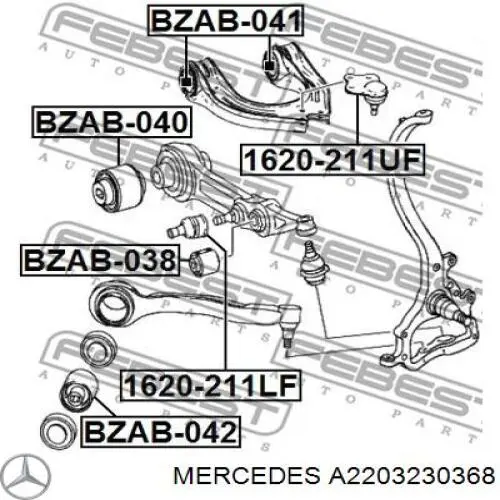 Rótula inferior de suspensión Mercedes A2203230368 precio, desde 15,87 EUR