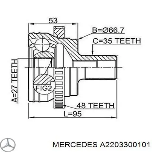 Árbol de transmisión delantero derecho para Mercedes S (W220)