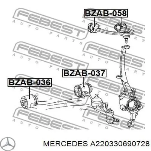 A2203306907 28 Mercedes barra oscilante, suspensión de ruedas delantera, superior izquierda