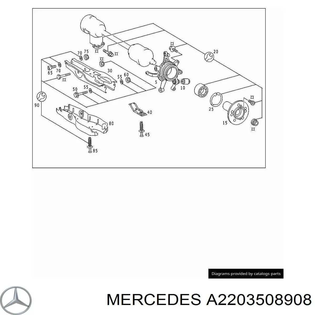 Mangueta trasera izquierda Mercedes A2203508908 precio, desde 88,57 EUR