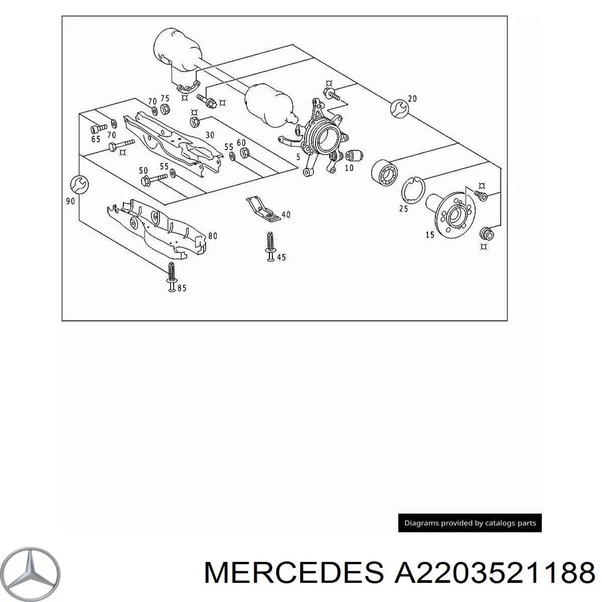 A2203521188 Mercedes Protección inferior trasera del brazo de suspensión