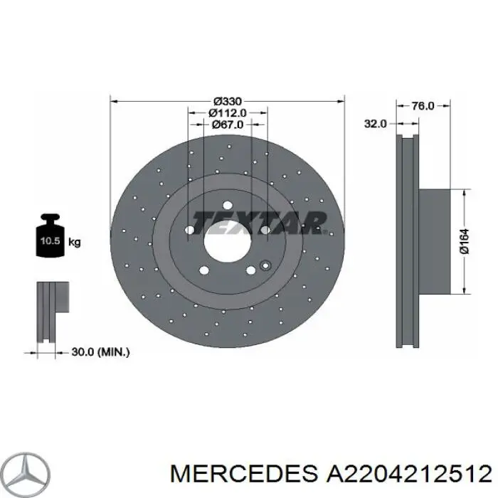 Frenos delanteros Mercedes A2204212512 precio, desde 70,64 EUR