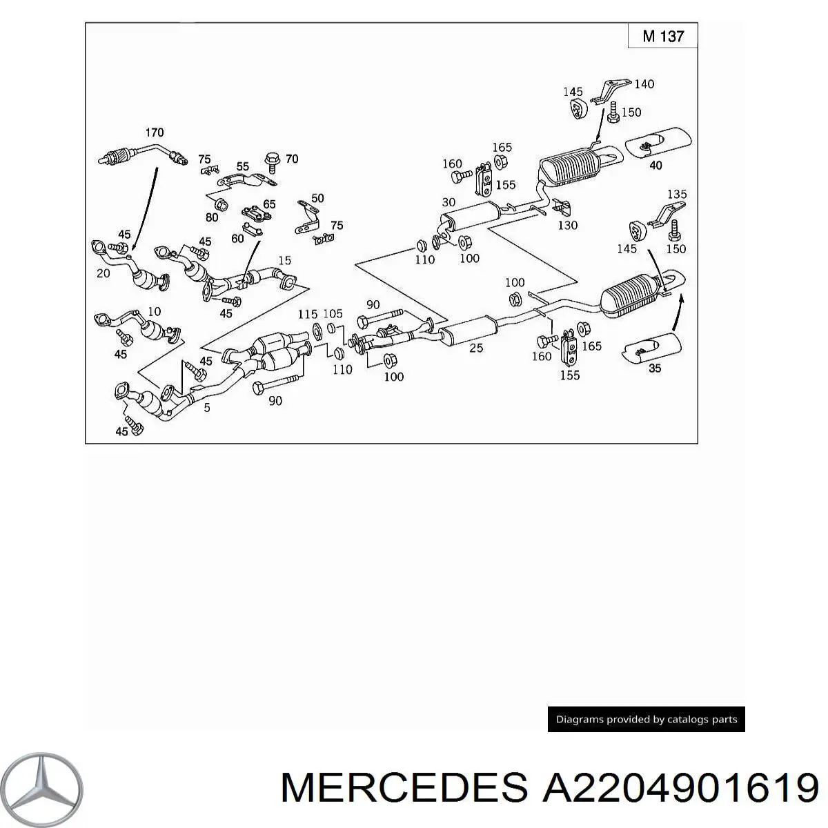 Silenciador, sección delantera Mercedes A2204901619 precio, desde 5078,98 EUR