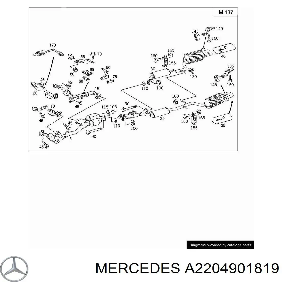 Silenciador, sección delantera Mercedes A2204901819 precio, desde 1550,80 EUR