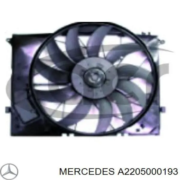 A2205000193 Mercedes difusor de radiador, ventilador de refrigeración, condensador del aire acondicionado, completo con motor y rodete