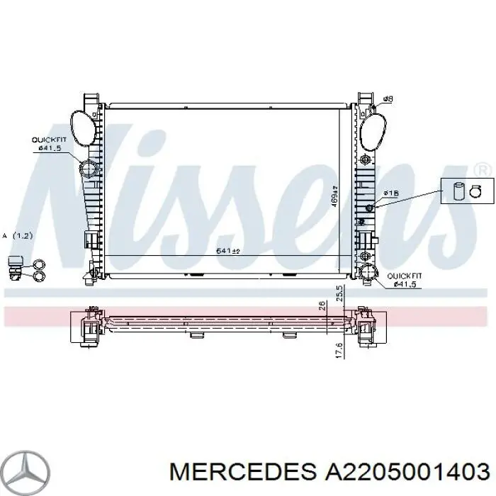 A2205001403 Mercedes radiador
