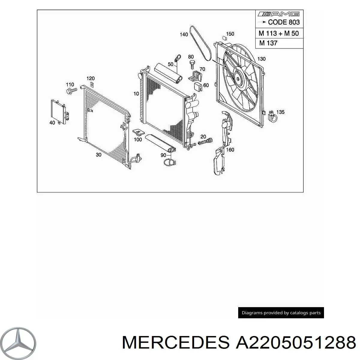 A2205051288 Mercedes Deflector de aire del radiador derecho
