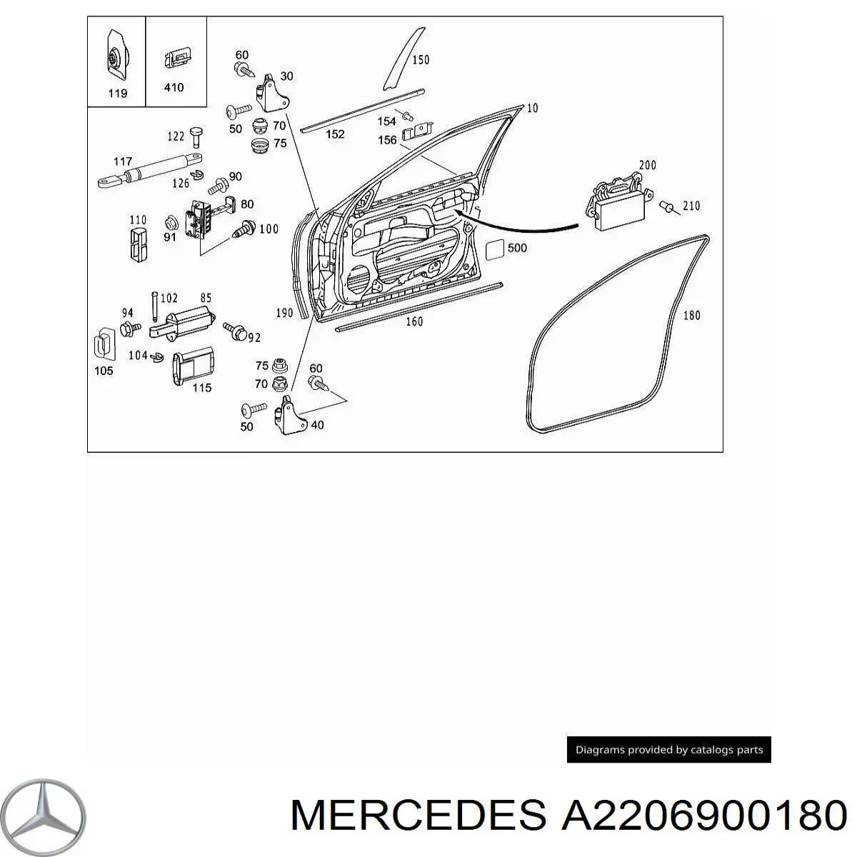 Lameluna de puerta delantera izquierda exterior para Mercedes S (W220)