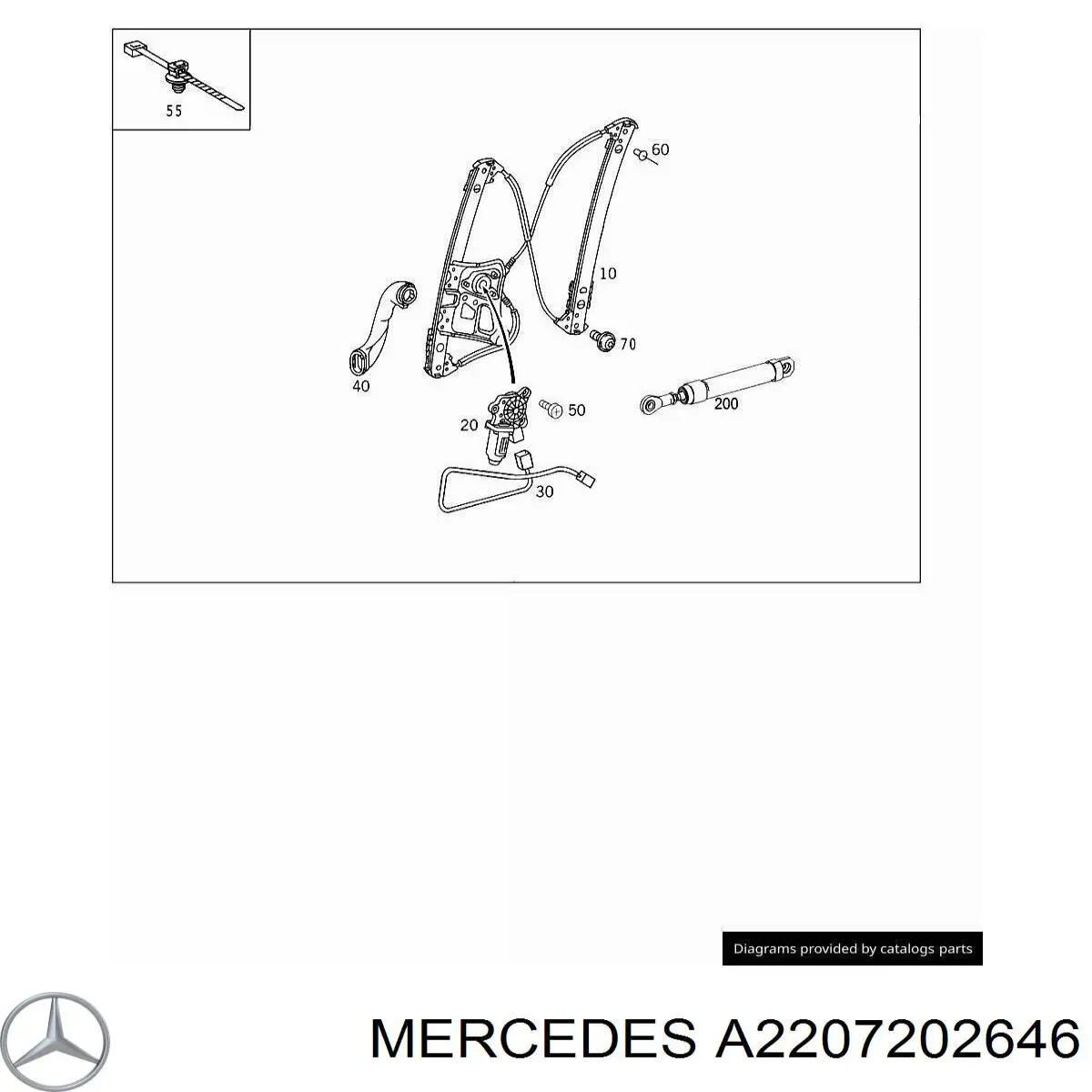 A2207202646 Mercedes mecanismo de elevalunas, puerta delantera derecha