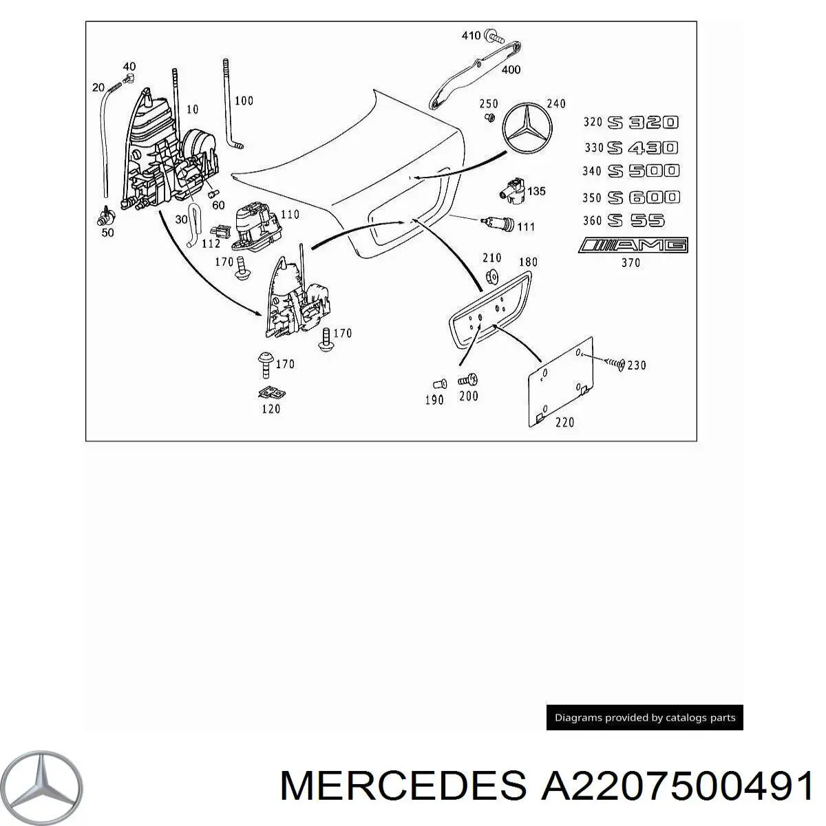 A2207500491 Mercedes Tirador de maletero exterior