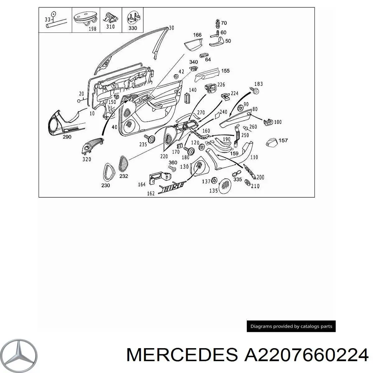 Manecilla de puerta, equipamiento habitáculo, delantera derecha para Mercedes S (W220)