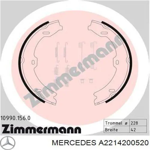 Zapatas de freno de mano Mercedes A2214200520 precio, desde 42,75 EUR