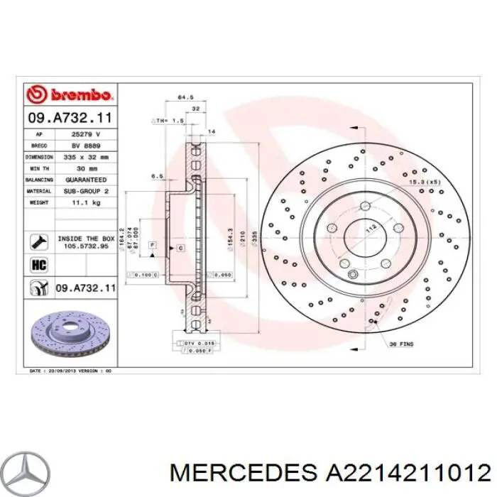 Comprar A2214211012 Mercedes Freno de disco delantero