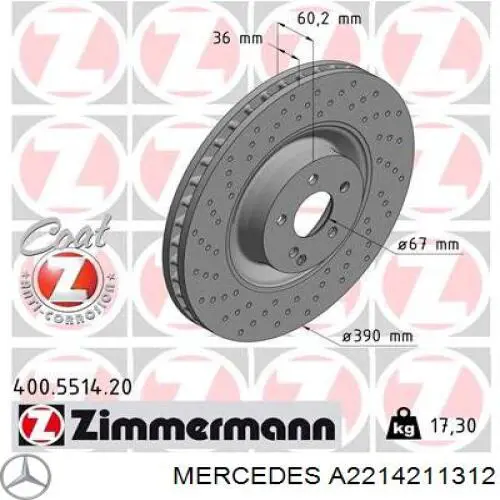Frenos delanteros Mercedes A2214211312 precio, desde 236,27 EUR