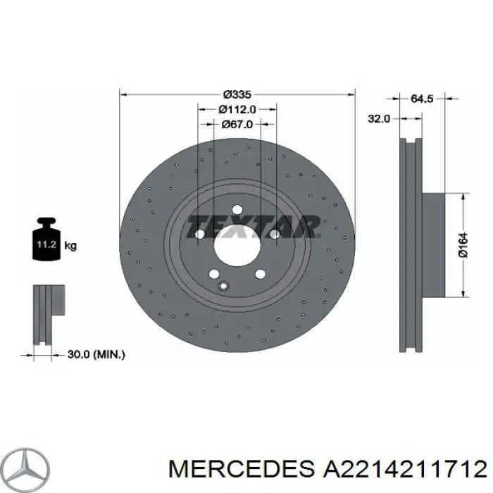 A2214211712 Mercedes freno de disco delantero